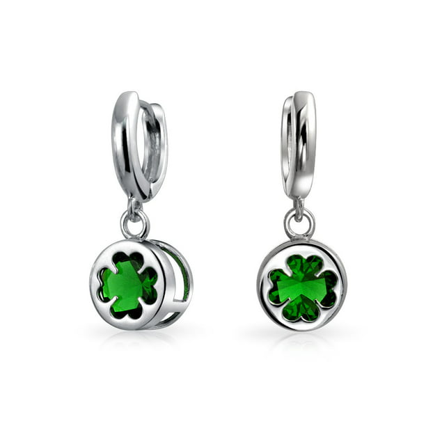 Available in Gold & Silver Stunning Drop Earrings with Lucky Diamante Shamrock